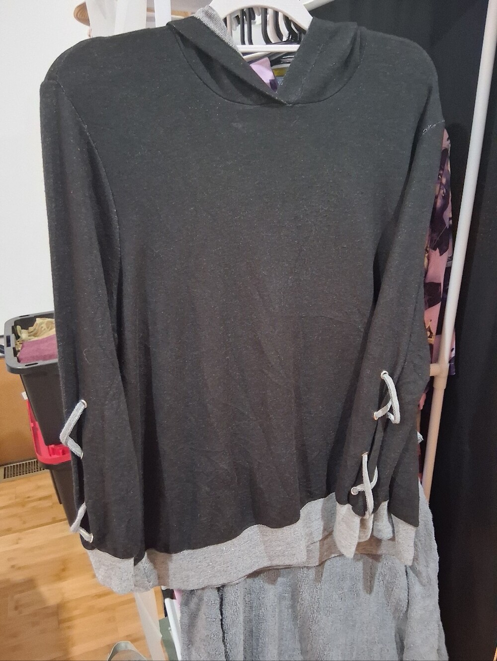 Liberty Love Black Hooded Sweatshirt with Gray Trim